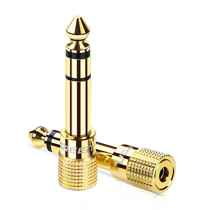 Переходник Ugreen  adapter 3.5 mm mini jack to 6.3 mm jack adapter gold (20503) Gold