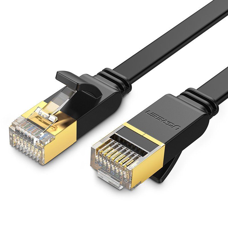 Kaabel Ugreen  Ugreen Flat Cable Internet Network Cable Ethernet Patchcord RJ45 Cat 7 STP LAN 10 Gbps 10m Black (NW106 11265)