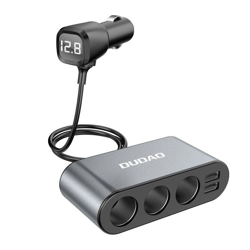 Adaptrid Dudao  Dudao car charger 2x USB / 3x cigarette lighter splitter black (R1Pro black)