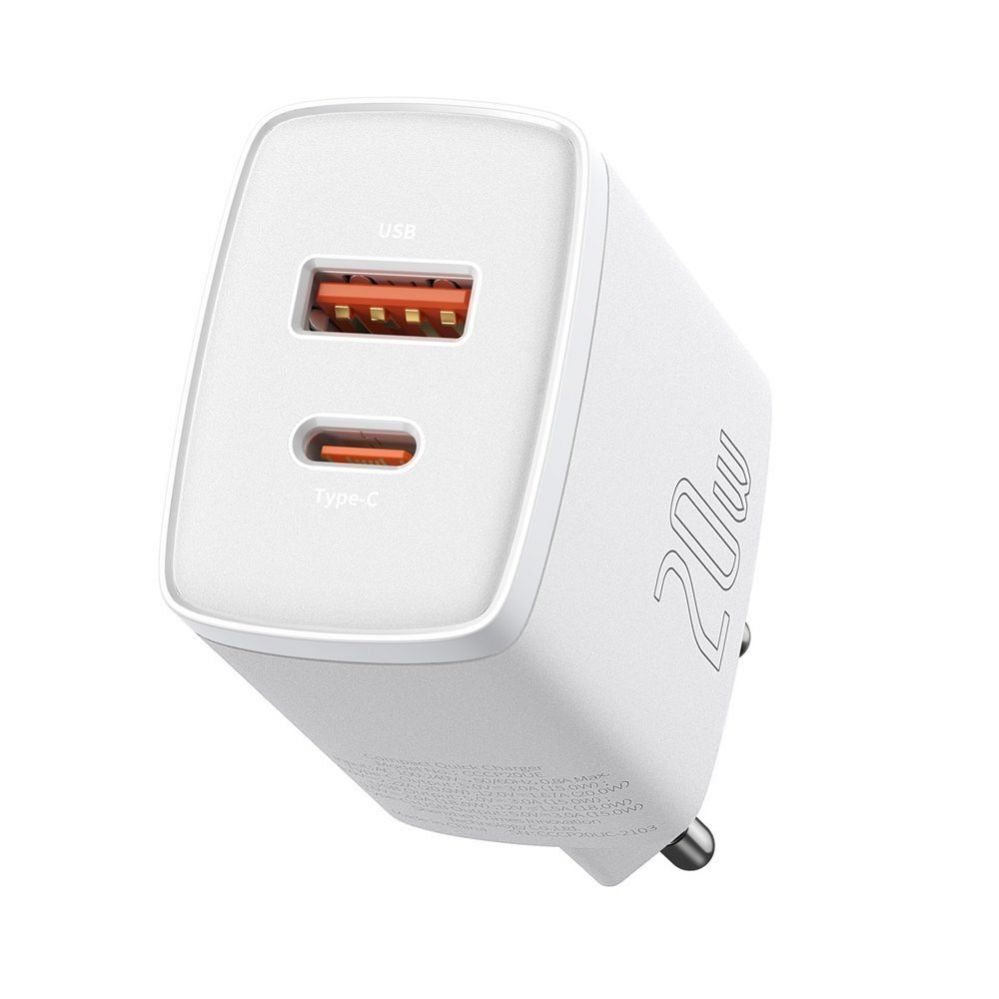 Adaptrid Baseus  Baseus Compact fast charger USB / USB Type C 20W 3A Power Delivery Quick Charge 3.0 white (CCXJ-B02) White