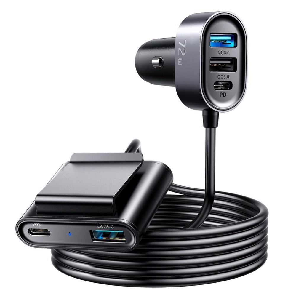 Adapter Joyroom  Joyroom car charger 2xPD + 2xQC3.0 72W 1.5m black (JR-CL05)