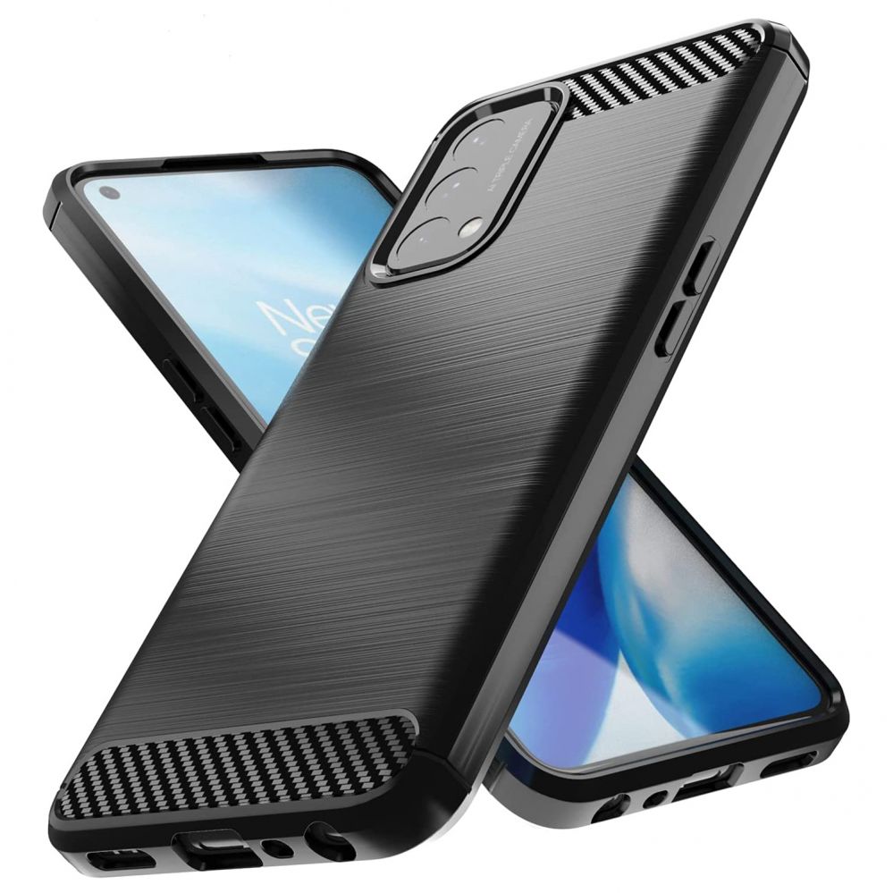 Tagakaaned Hurtel  Carbon Case Flexible cover for OnePlus Nord N200 5G black