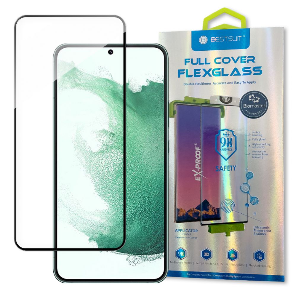 Защитное стекло Bestsuit - Bestsuit 3D Edge Nano Flexi Glass Glass Film Full Screen Tempered Glass With Frame For Samsung Galaxy S22 + (S22 Plus) Transparent