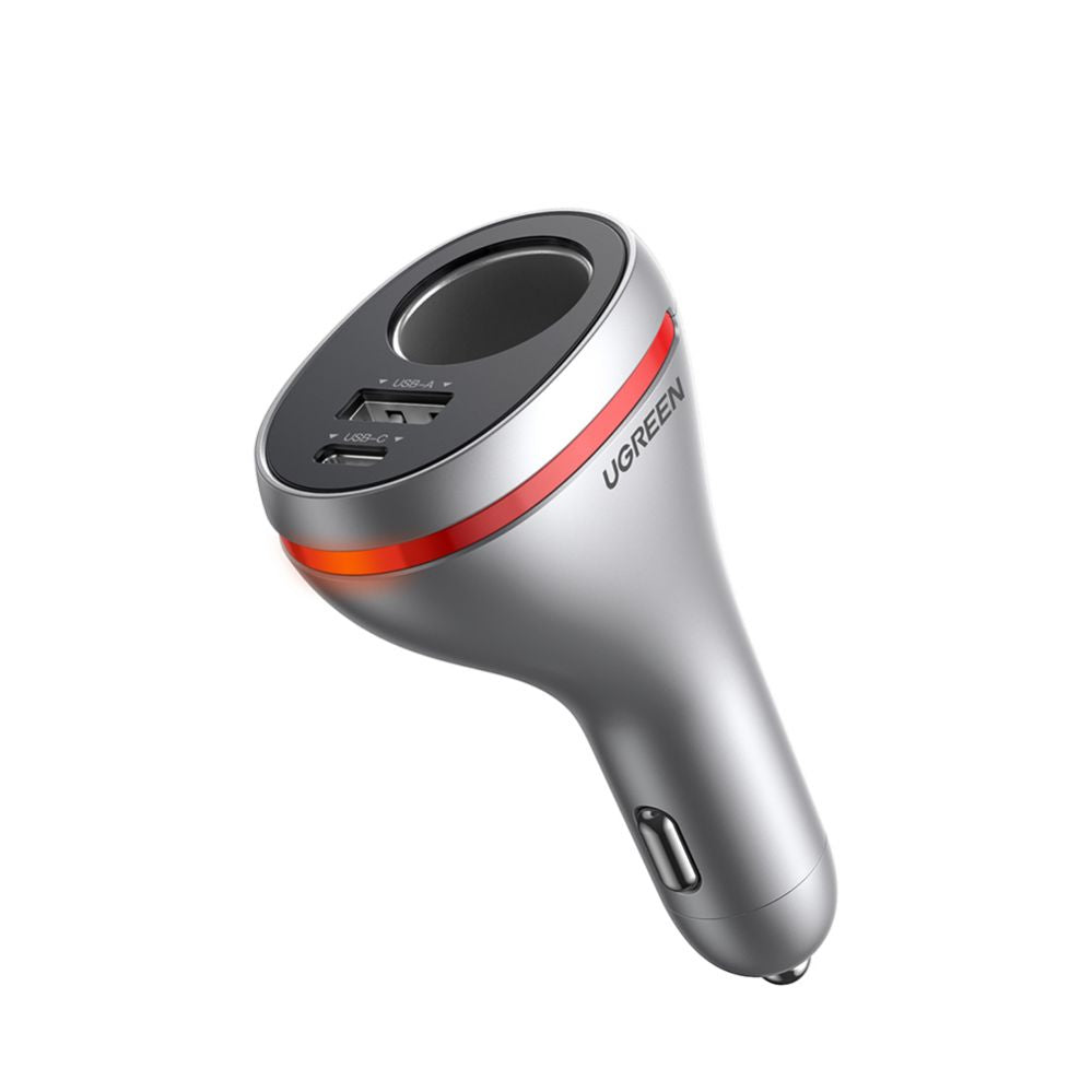 Авто зарядка Ugreen  USB Type C / USB QC PD 24W car charger with 12V cigarette lighter socket silver (CD204)