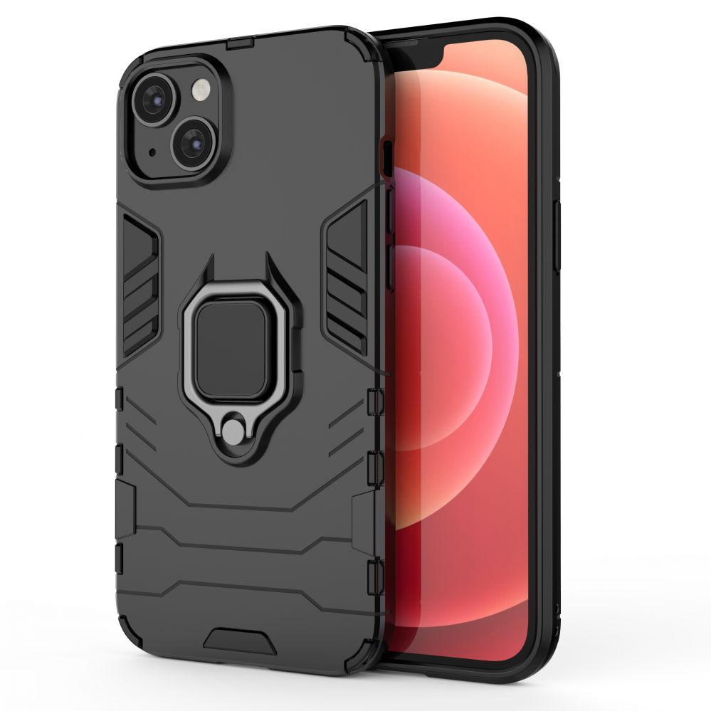 Чехол на заднюю панель Hurtel - Ring Armor case for iPhone 14 Plus armored cover magnetic holder ring black