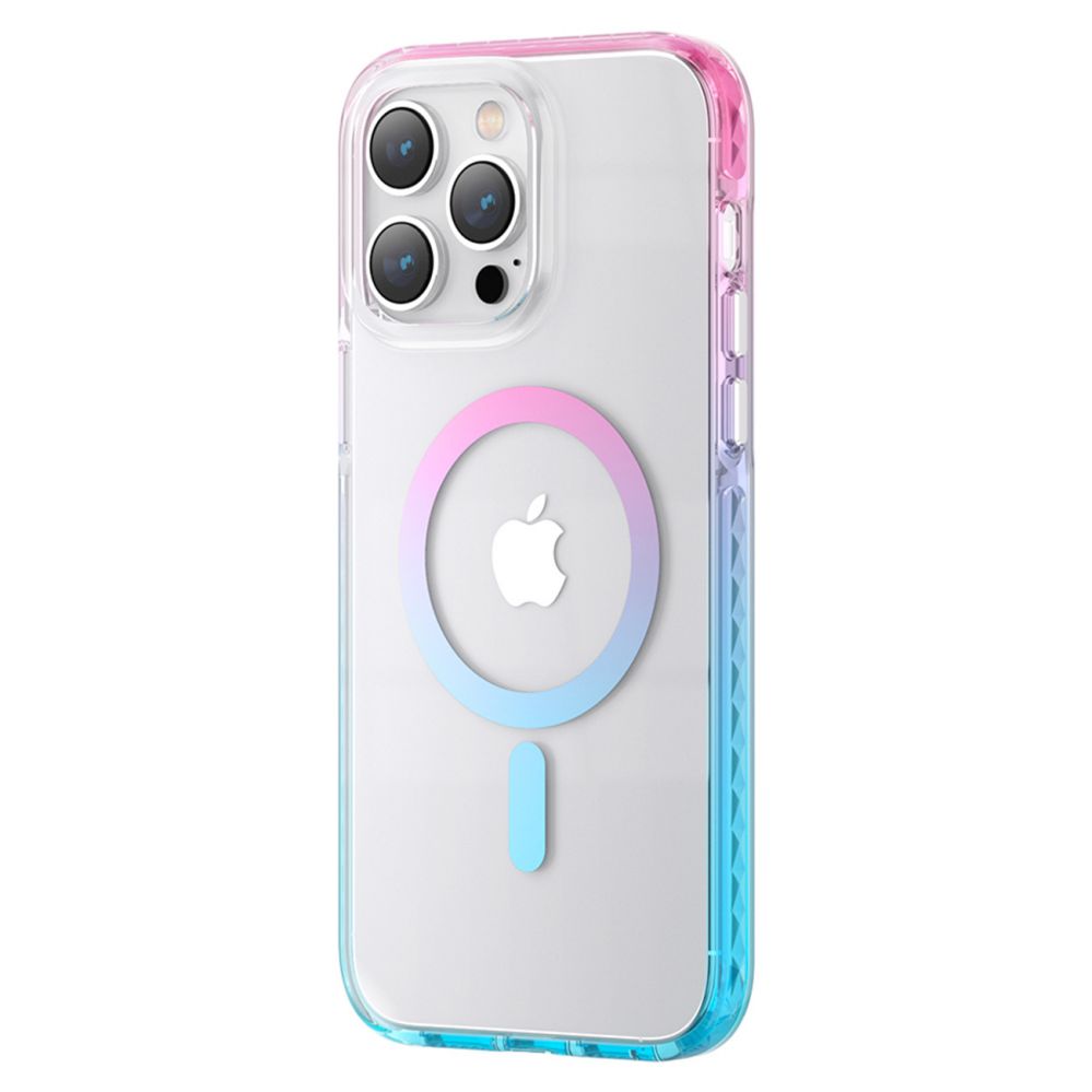 Back panel cover Kingxbar  Kingxbar PQY Ice Crystal Series magnetic case for iPhone 14 Pro MagSafe pink and blue
