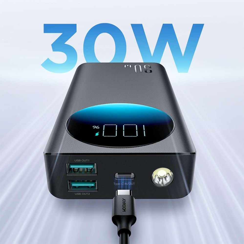 Väline aku Joyroom  Powerbank Joyroom JR-PBF02 30W 20000mAh + USB-A - USB-C cable 0.25m - black