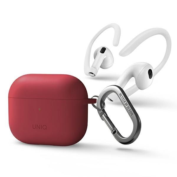 Back panel cover UNIQ  Uniq Nexo case for AirPods 3 + Ear Hooks Silicone - red