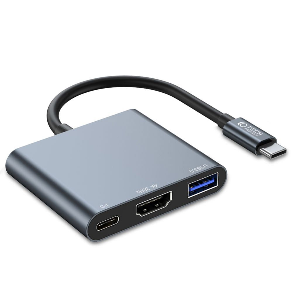 Другой аксессуар для компьютера Tech-Protect  HUB Tech-Protect V1 3in1 USB-C - USB-A 3.0 / USB-C PD 100W / HDMI 4K 30Hz - gray