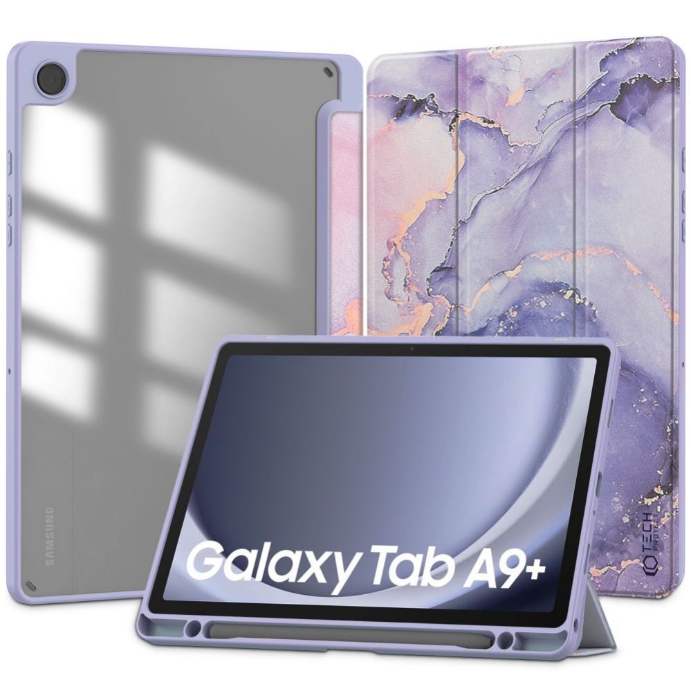 Kaaned Tech-Protect  Galaxy Tab A9 Plus 11 X210 / X215 / X216 SC Pen Hybrid Case Purple Marble