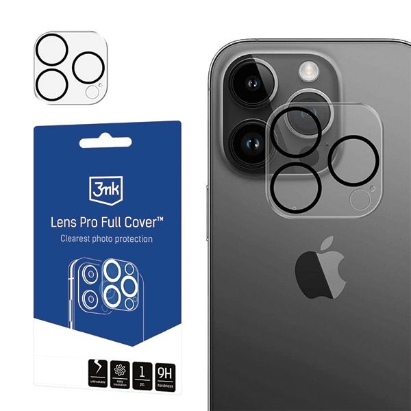 Защитное стекло 3MK  3MK Lens Pro Full Cover iPhone 14 Pro/14 Pro Max Szkło Hartowane na obiektyw aparatu z ramką montażową 1szt