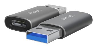 Кабель Trust  Adapteris Trust Calyx USB-C to USB-A 2 pack Black