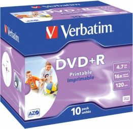 Другой аксессуар для компьютера Verbatim  Matricas DVD+R AZO Verbatim 4.7GB 16x Printable ID Branded, 10 Pack Jewel