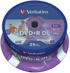 Other Computer Accessory Verbatim  Matricas DVD+R DL Verbatim 8.5GB Double Layer 8x AZO Wide Printable non ID 25 Pack Spindle