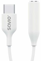 Adapter SAVIO Savio USB-C Male - 3.5 mm Female White