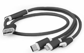 Cable Gembird  Gembird USB charging combo 3-in-1 Lightning, Type C, Micro USB Black