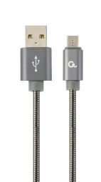 Cable Gembird Gembird USB Male - Micro USB Male Premium spiral metal 2m Metallic Grey