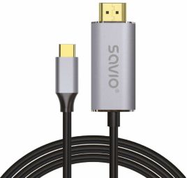 Cable SAVIO  Savio USB-C Male - HDMI Male 2.0b 1m Silver