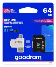 Memory cards Goodram Goodram MicroSD 64GB All in one class 10 UHS I + Card reader