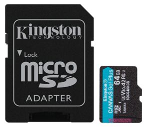 Карты памяти Kingston  Atmiņas karte Kingston microSD Canvas Go Plus Gen4 64GB