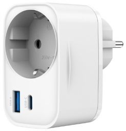 Laadija Gembird  Lādētājs Gembird 2-port USB Fast Charger with Pass-through AC socket 20W White