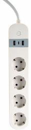Nutikas seade Gembird  Viedā Rozete Gembird Smart Power Strip with USB Charger 4 Sockets White