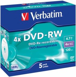 Другой аксессуар для компьютера Verbatim  Matricas DVD-RW SERL Verbatim 4.7GB 4x 5 Pack Jewel