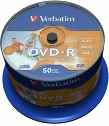 Другой аксессуар для компьютера Verbatim  Matricas DVD-R AZO Verbatim 4.7GB 16x Wide Printable non ID,50 Pack Spindle