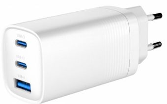Адаптер Gembird  Lādētājs Gembird 3-port 65W GaN USB PowerDelivery fast Charger White