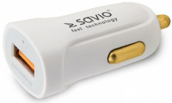 Adaptrid SAVIO  Lādētājs Savio Car Quick Charge Charger White