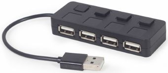 Kontroller Gembird  USB Centrmezgls Gembird USB 2.0 4-port Hub with Switches Black