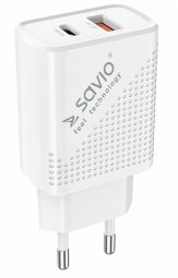 Adapter SAVIO Wall USB charger Quick Charge Power Delivery 3.0 18W