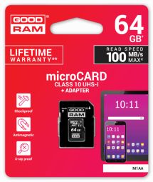 Карты памяти Goodram  Goodram 64GB microSDXC class 10 UHS I + Adapter