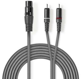 Adaptrid NEDIS  Kabelis Nedis XLR F - 2x RCA M 3m