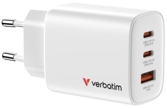 Adaptrid Verbatim  Lādētājs Verbatim Essentials GaN Wall Charger 65W 3 Port White