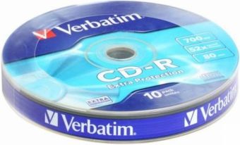 Other Computer Accessory Verbatim CD-R Spindle Verbatim 700MB Wagon Wheel 1x-52x Extra Protection, 10 Pack Spindle