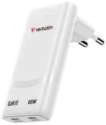 Адаптер Verbatim  Lādētājs Verbatim Fold n Go GaN 65W USB-C White