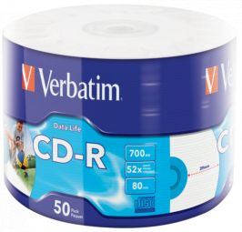 Другой аксессуар для компьютера Verbatim  Matricas CD-R Verbatim Data Life 700MB 1x-52X Inkjet Printable 50 Pack Wrap Spindle