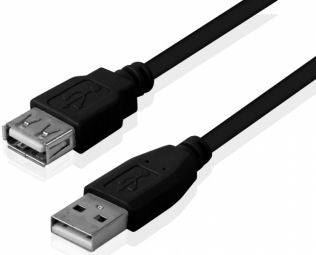 Кабель Brackton  Kabelis Brackton USB Male - USB Female 2.0m Black