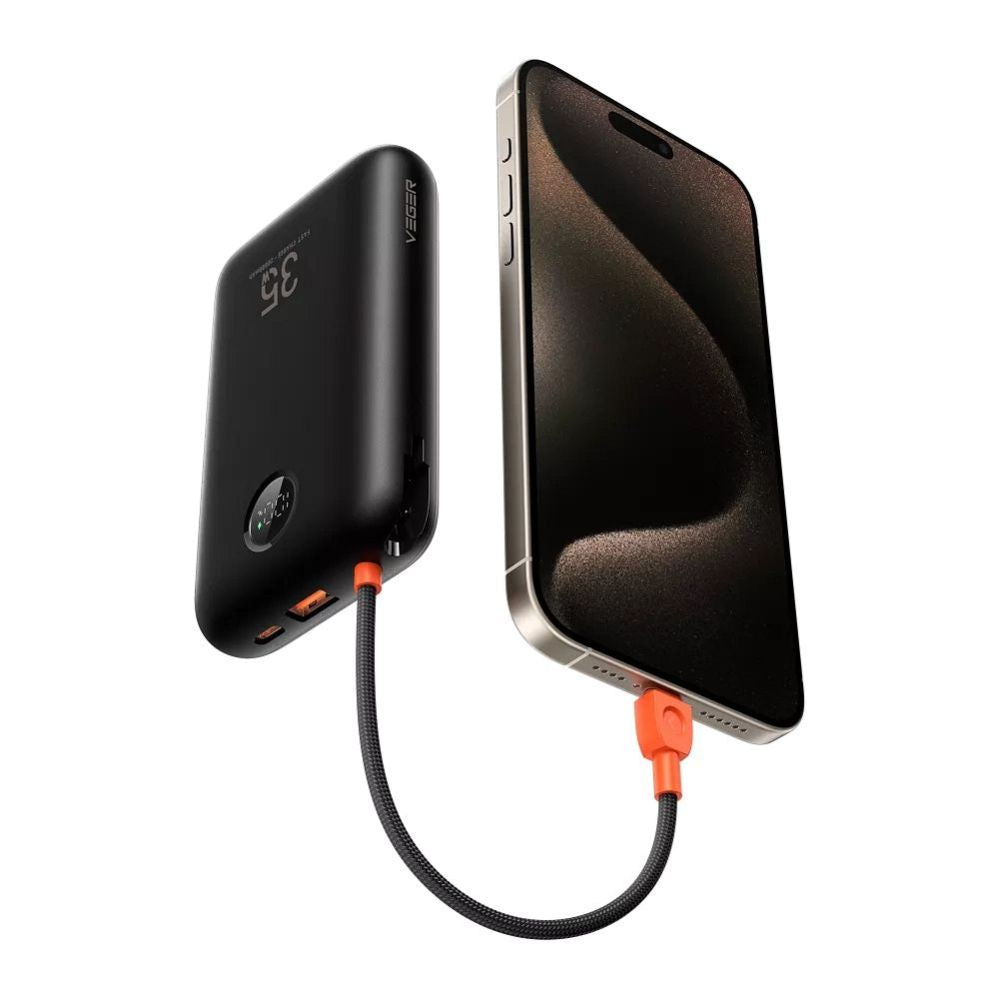 Väline aku Veger  Powerbank Veger K2 (W2068) PD QC3.0 35W 20000 mAh with built-in Type C cables / Lightning black
