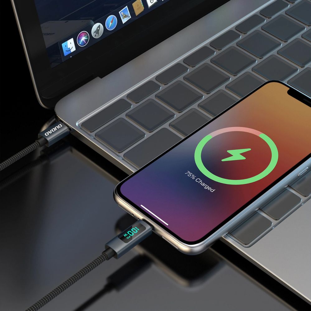 Кабель Dudao  Dudao L7C USB-C - USB-C 100W Cable with LED Display 1m - Black