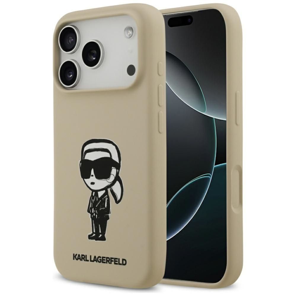 Tagakaaned Karl Lagerfeld Apple KARL LAGERFELD case for IPHONE 17 Pro compatible with MagSafe KLHMP17LSKIGROW (Silicone W/ KL Sketch & Logo) brown Brown