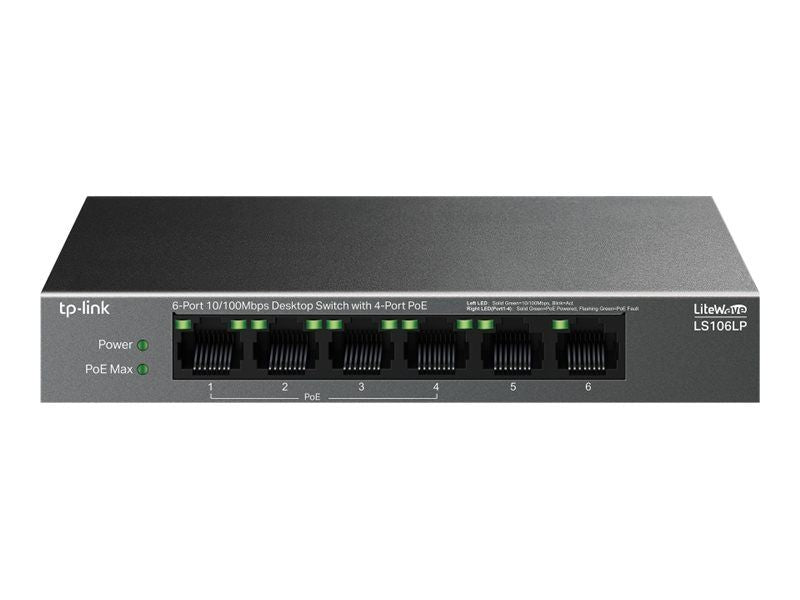 Сервер - Прочие аксессуары TP-Link  LS106LP 6-Port 10/100 Mbps Desktop Switch with 4-Port PoE