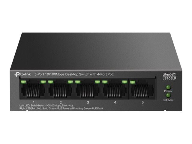 Сервер - Прочие аксессуары TP-Link  LS105LP 5-Port 10/100 Mbps Desktop Switch with 4-Port PoE