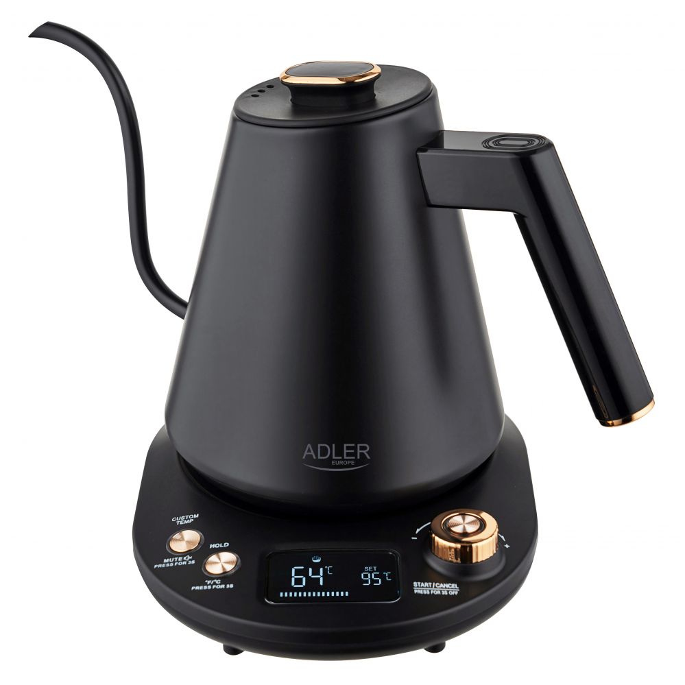 Veekeetja Adler  Kettle | AD 1349 | Electric | 1100 W | 1 L | Stainless steel | 360° rotational base | Black/Gold