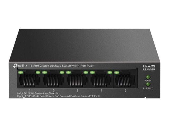 Сервер - Прочие аксессуары TP-Link  LS105GP 5-Port Gigabit Desktop Switch with  4-Port PoE+
