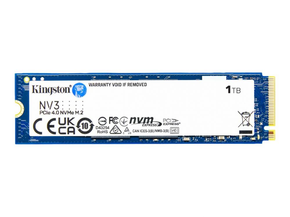 Kõvaketas SSD Kingston  SSD | NV3 | 1000 GB | SSD form factor M.2 2280 | Solid-state drive interface PCIe NVMe Gen 4.0 (x4) | Read speed 6000 MB/s | Write speed 4000 MB/s