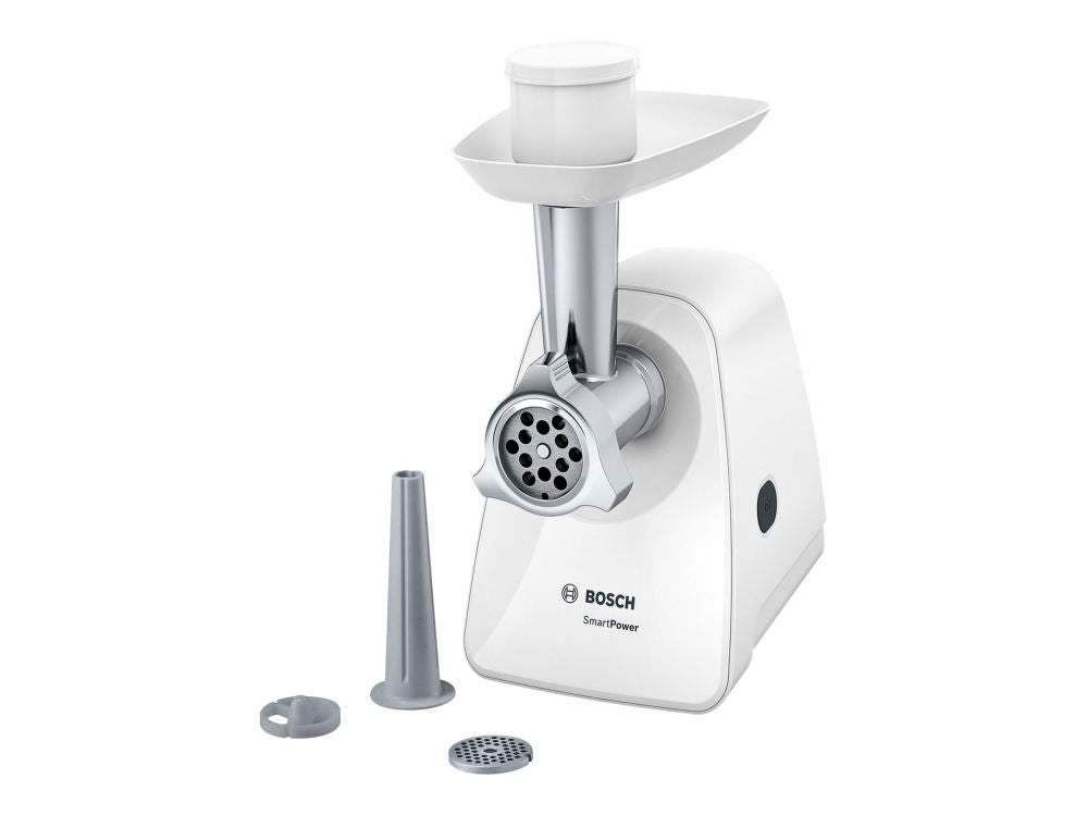 Мясорубка Bosch  | Meat mincer SmartPower | MFW2510W | White | 350 W | Number of speeds 1 | 2 Discs: 3.8 and 8 mm; Sausage filler accessory.
