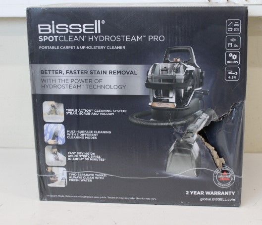 Пылесос Bissell  SALE OUT.  SpotClean HydroSteam Pro |  | Portable Carpet and Upholstery Cleaner | SpotClean HydroSteam Pro | Corded operating | Washing function | 1000 W | - V | Black | Warranty 24 month(s) | DAMAGED PACKAGING