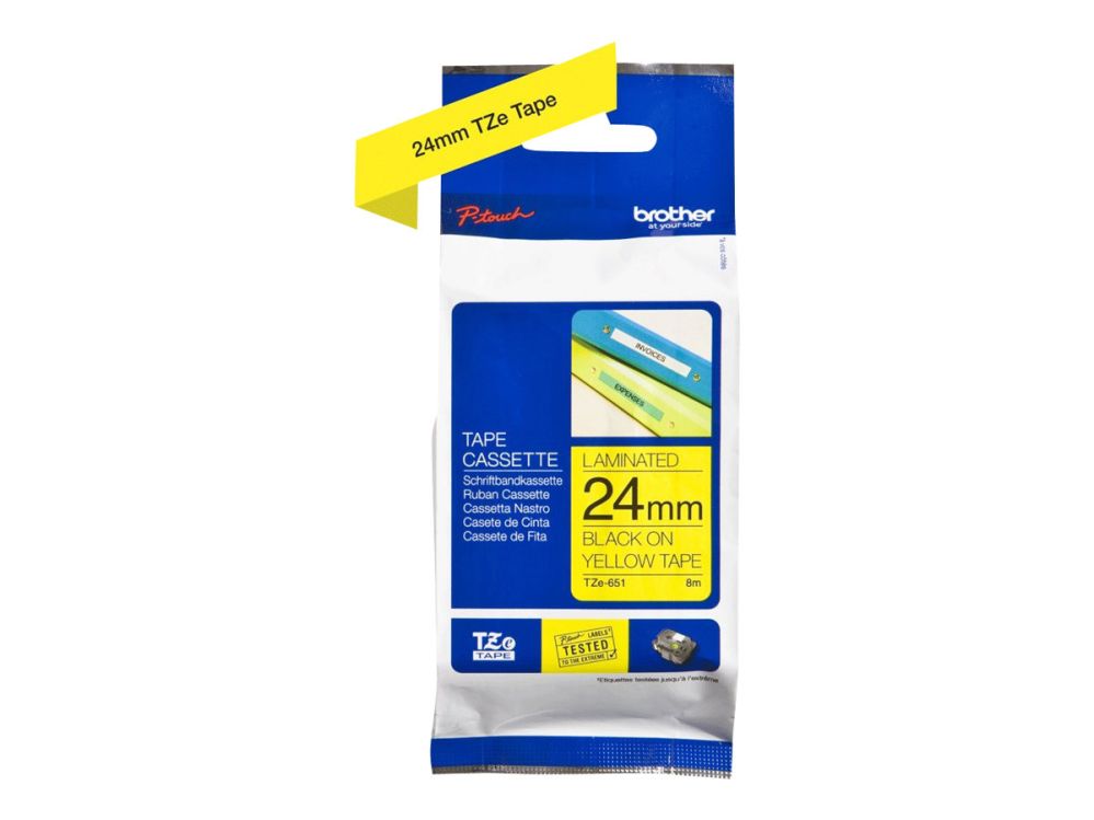 Аксессуары и расходные материалы Brother  | TZe-651 Laminated Tape | Black On Yellow | TZe | 8 m | 2.4 cm